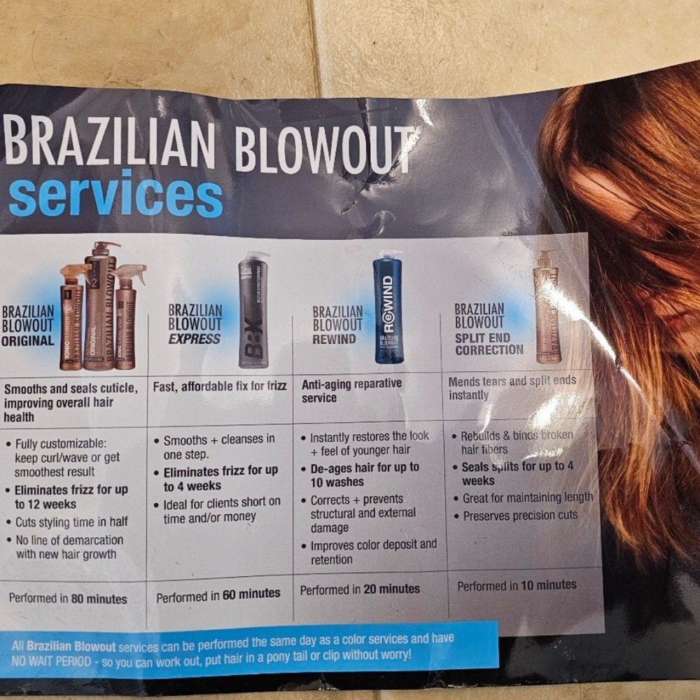 Brazilian Blowout Services Chart